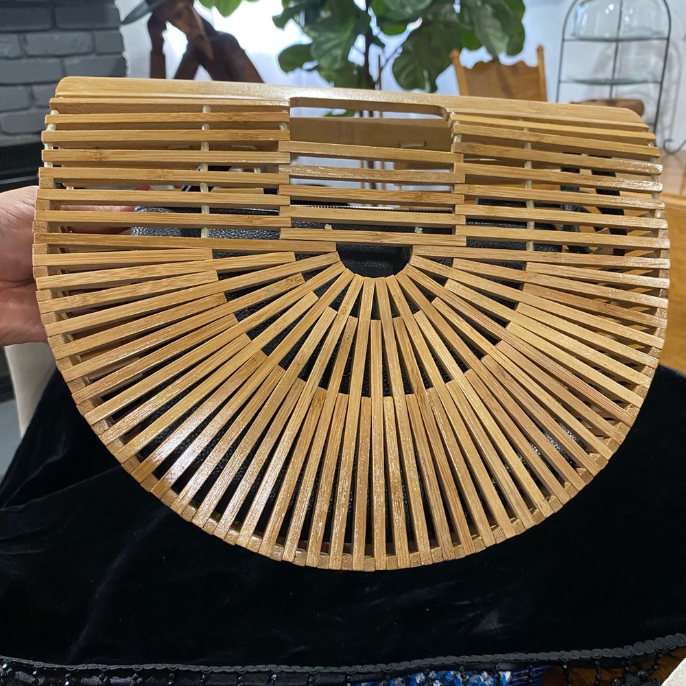 Bamboo clutch with black liner bag - Picture 3 of 5
